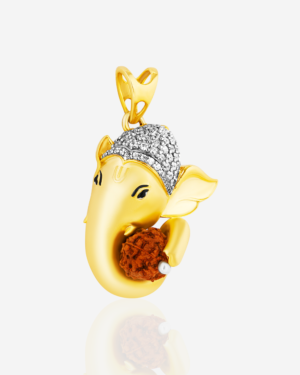 Gold-Plated Lord Ganesha Pendant with Rudraksha