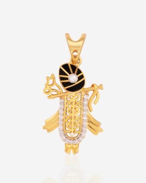 Gold-Plated Lord Krishna Pendant with CZ Stones & Enamel Work