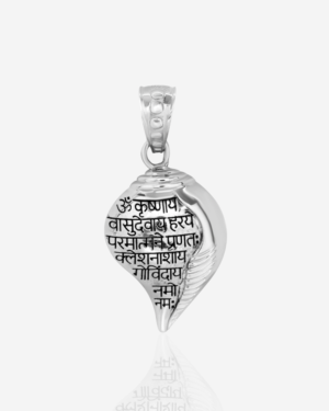 Silver Shankh Pendant with Krishna Mantra