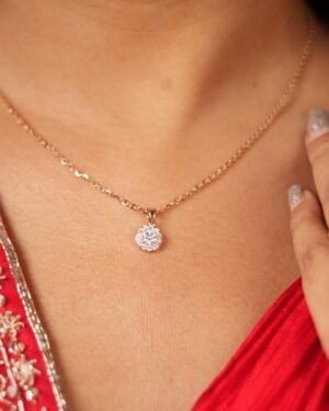 Radiant Floral Diamond Pendant Set