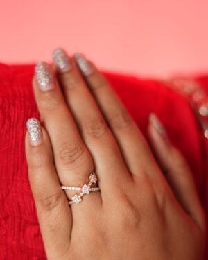 Twin Bloom Open-Band Diamond Ring